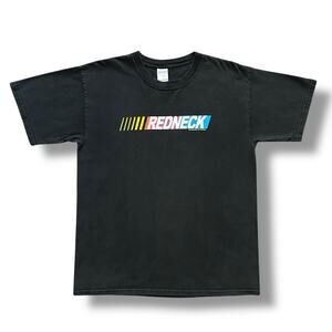 Vintage Redneck Shirt Parody Tee Racing Graphic Faded Black 90s Large